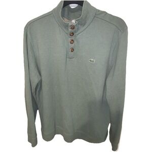 Lacoste men's sweater, size small, green, 90% cotton, with buttons